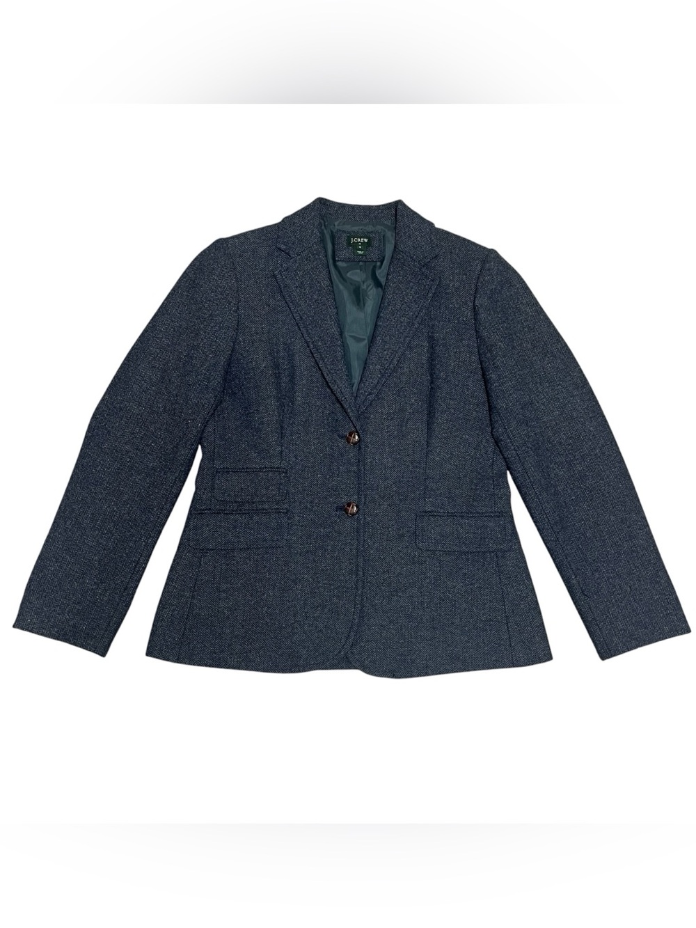 J.Crew Navy Herringbone Wool Blend Blazer Size 12 Preppy - Picture 16 of 16